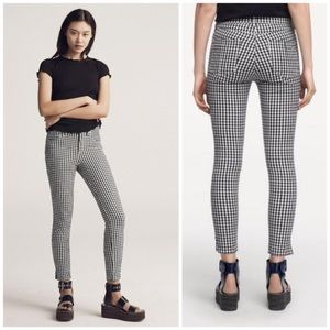 Rag and Bone Black and White Gingham Print Capri Jeans